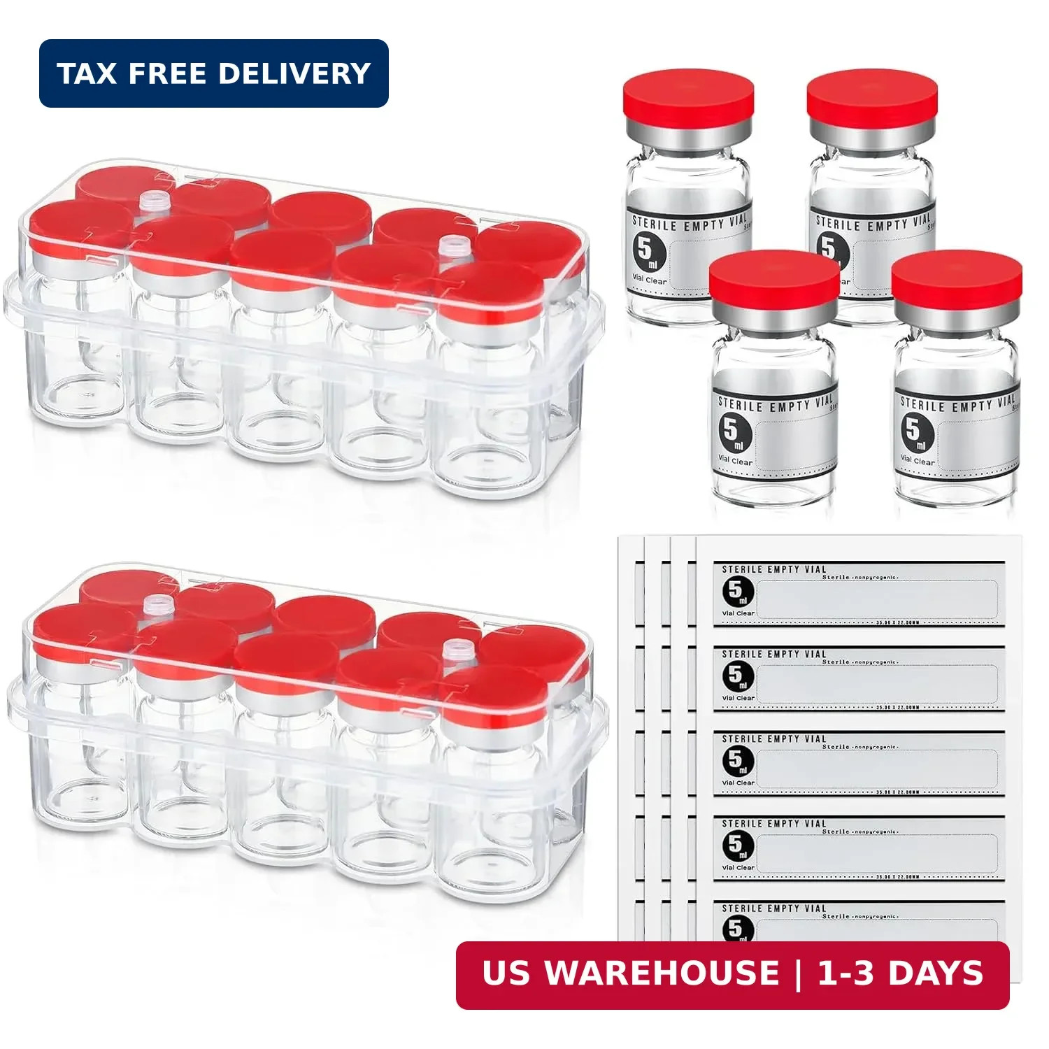 Threlaco 20 Pcs 5ml Sealed Sterile Empty Vials with Self Healing Injection Port