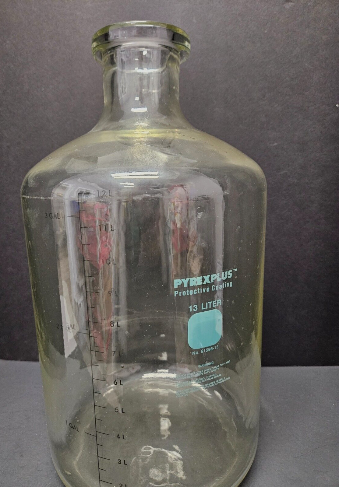 Corning Solution Bottle PyrexPlus Coated 13.25 L with Tooled Neck