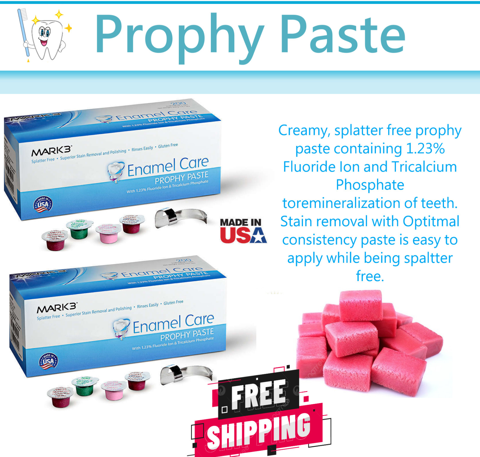 Dental Prophy Paste Up to 400 Prophylaxis Non Splatter Mark3 All types & Flavor