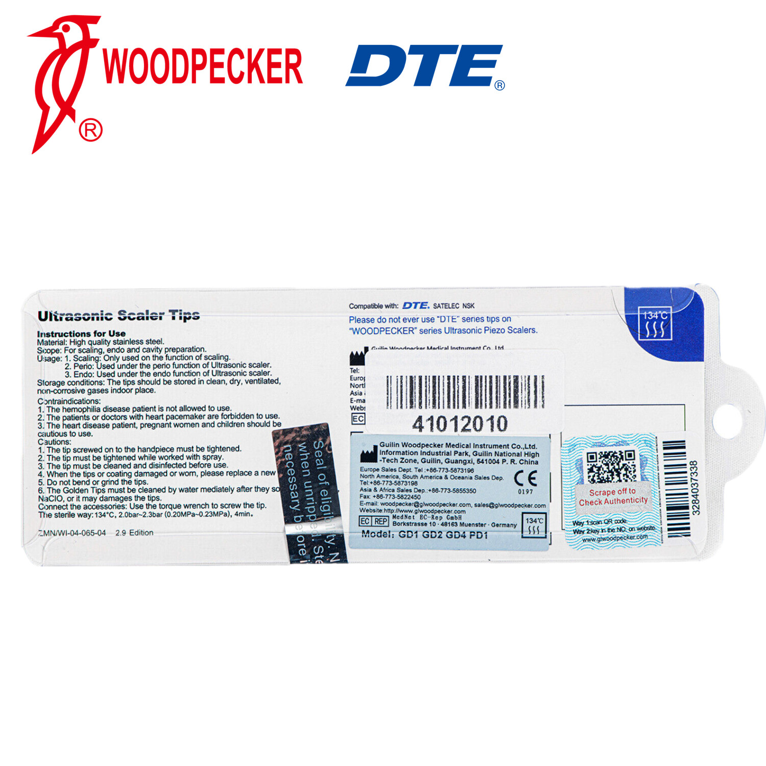 5pc/pack Woodpecker DTE Dental Ultrasonic Scaler Tips Assorted Fit NSK SATELEC
