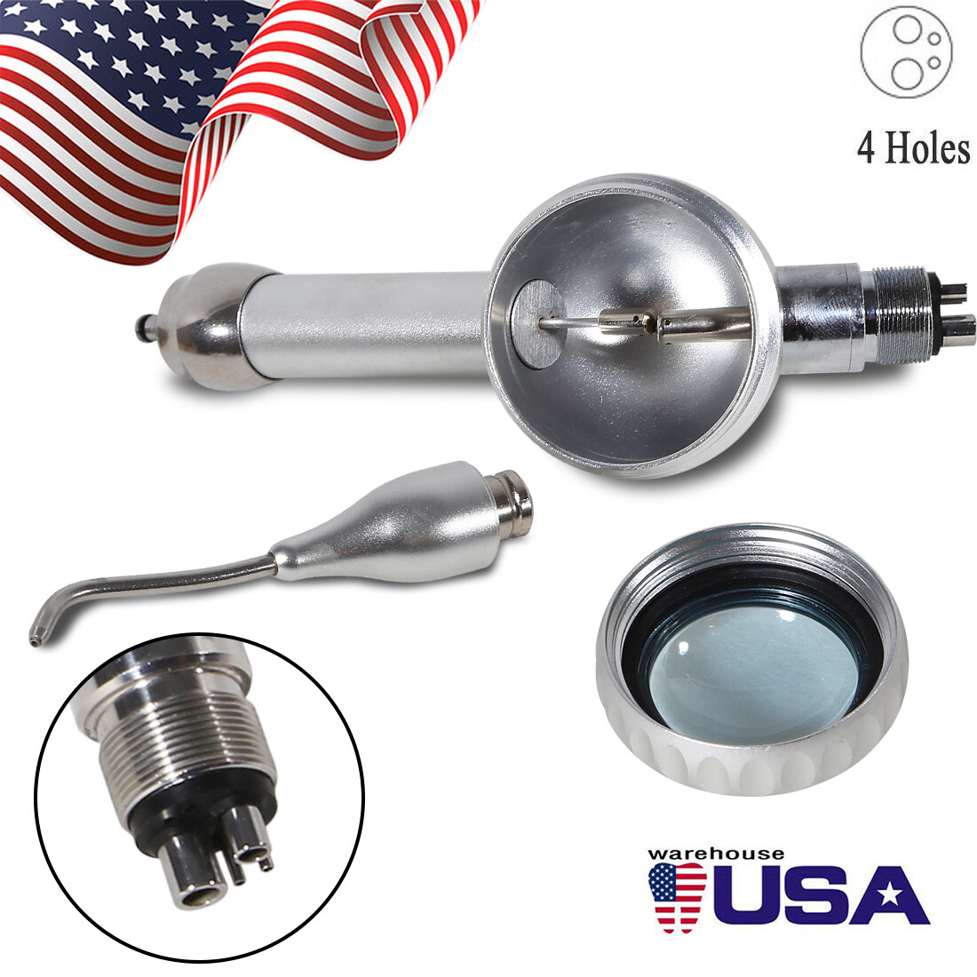 Dental Air Polisher Flow Teeth Polishing Handpiece Hygiene Prophy Jet 4 H &Tip