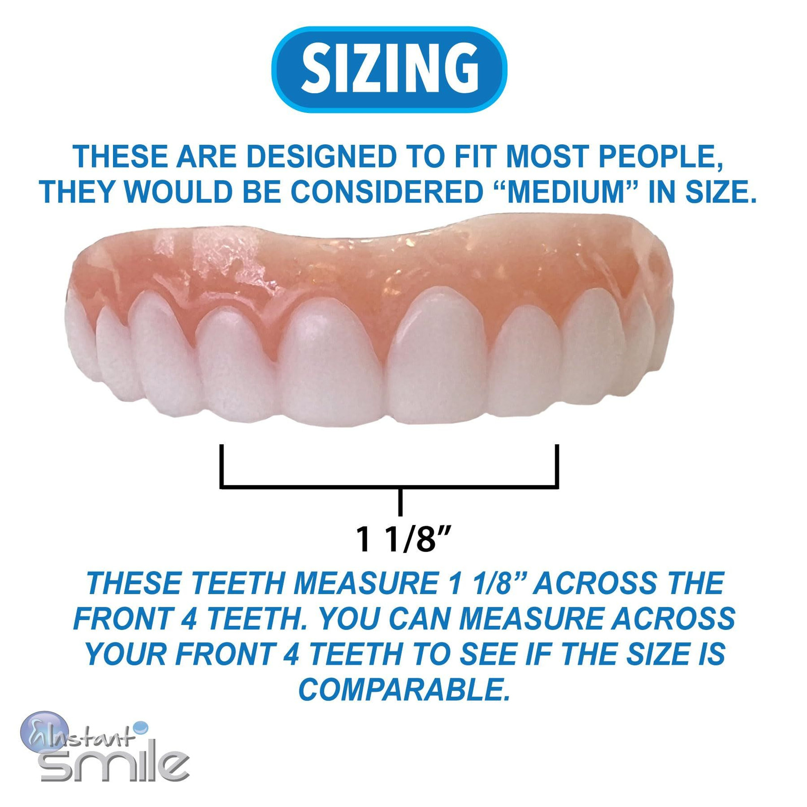 Instant Smile Secure Fit Upper Teeth Veneer – 1 Count (Pack of 1), White