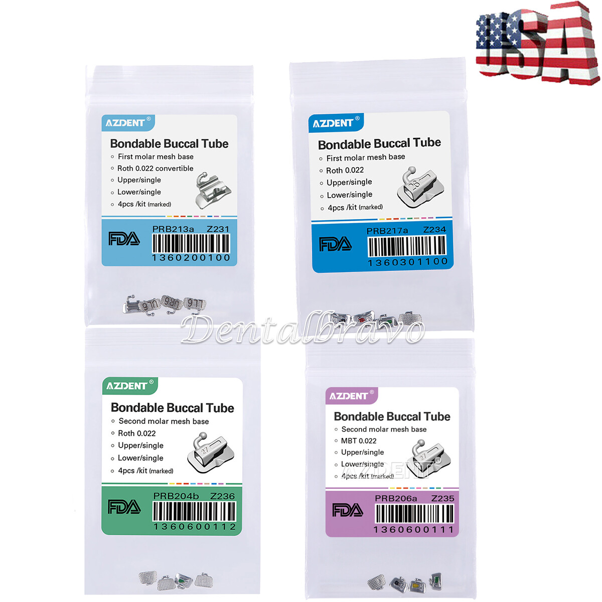 10x Dental Ortho 1st/2nd Molar Single Buccal Tube Bondable Roth/MBT 022 018 USPS