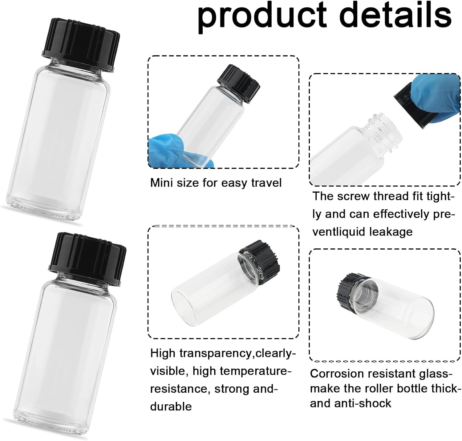 Clear Glass Vials with Screwcap Empty Bottles Liquid Sampling Sample…
