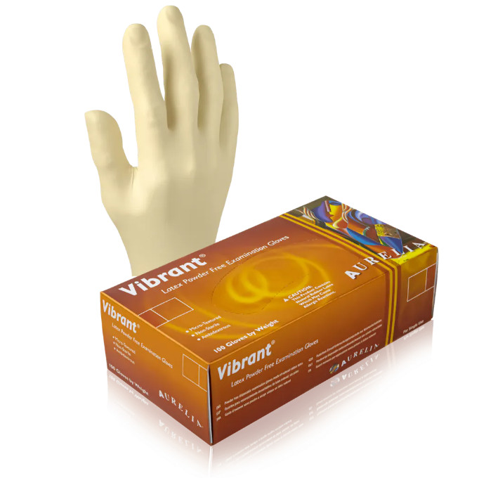 White Latex Exam Gloves, Medium M, Aurelia Vibrant 5.5 mil (Case of 1000)