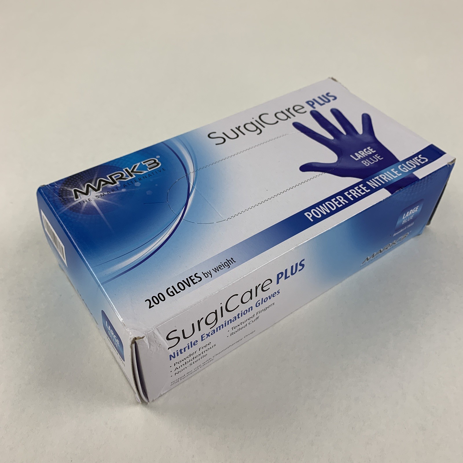 SurgiCare Plus Nitrile Exam Gloves Blue 200 Count Large MARK3 1933 New