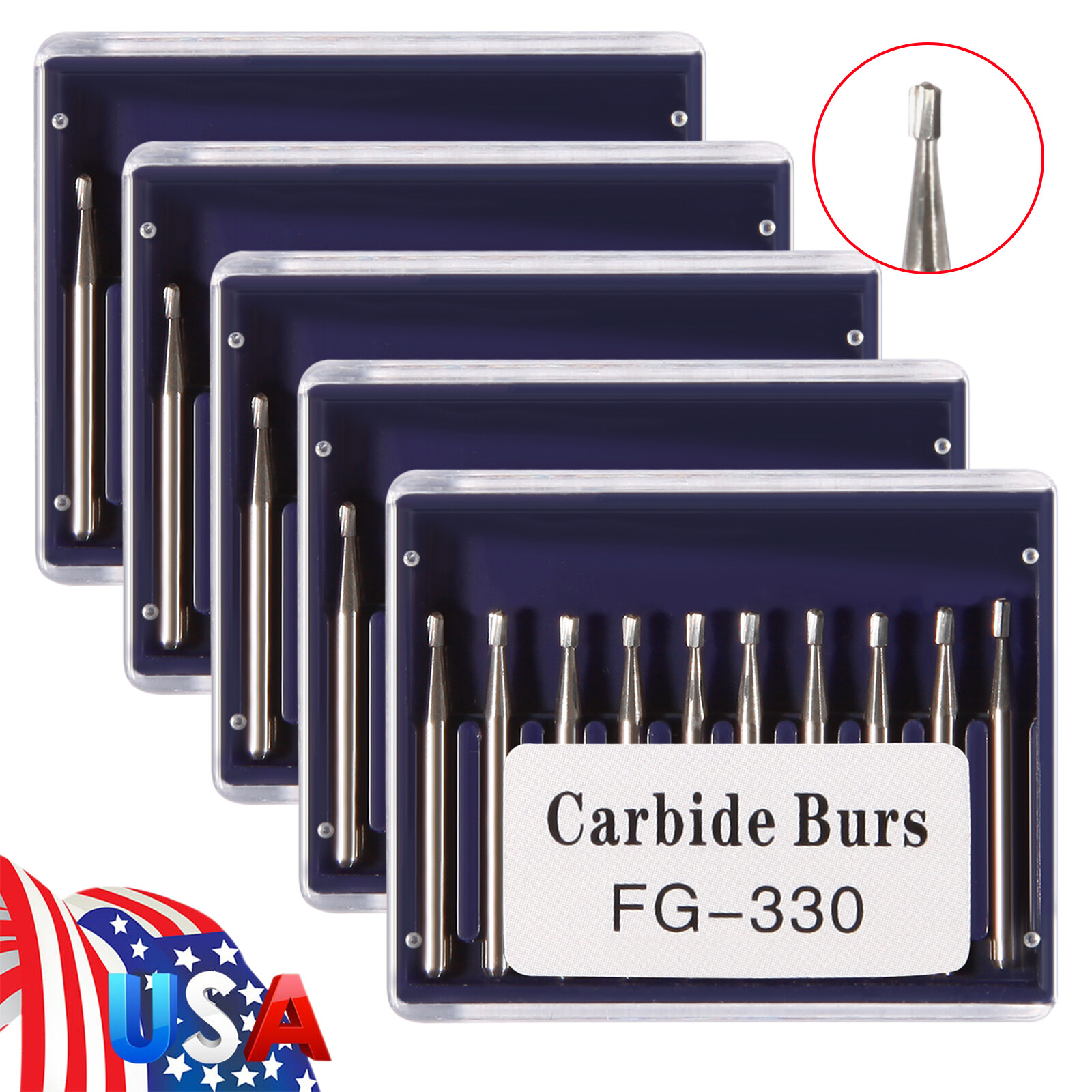 10-100PCS Dental Tungsten Carbide Steel Burs FG-330 for High Speed Handpiece