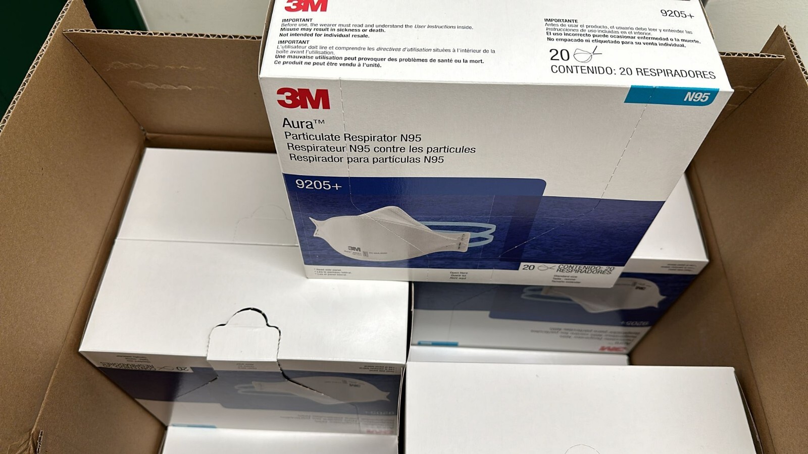 3M Aura 9205 N 95 Particulate Respirator Face Mask – White (20 Pack) X 11