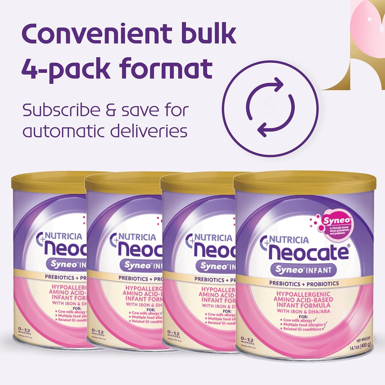 Hypoallergenic, Dairy-free, Amino Acid-Based Baby Formula with Prebiotic Fiber,
