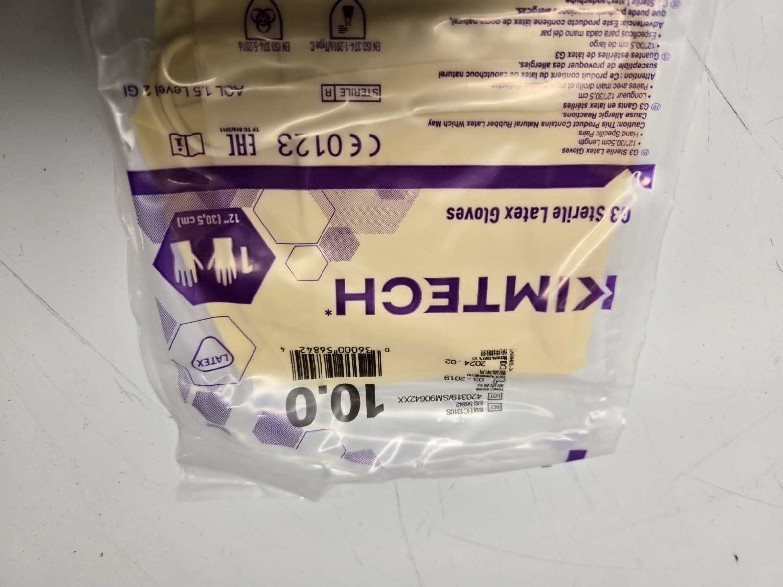 Kimtech 56842 G3 Sterile Latex Gloves Size 10 12″ long (box 200 pair) HC1310S