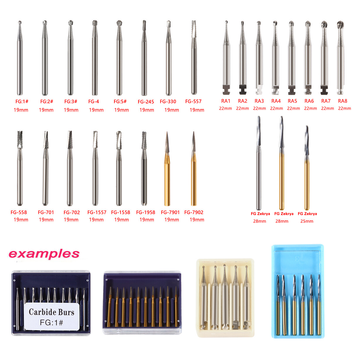 Dental Carbide Burs RA FG For High Low Speed Handpiece Contra Angle Turbine