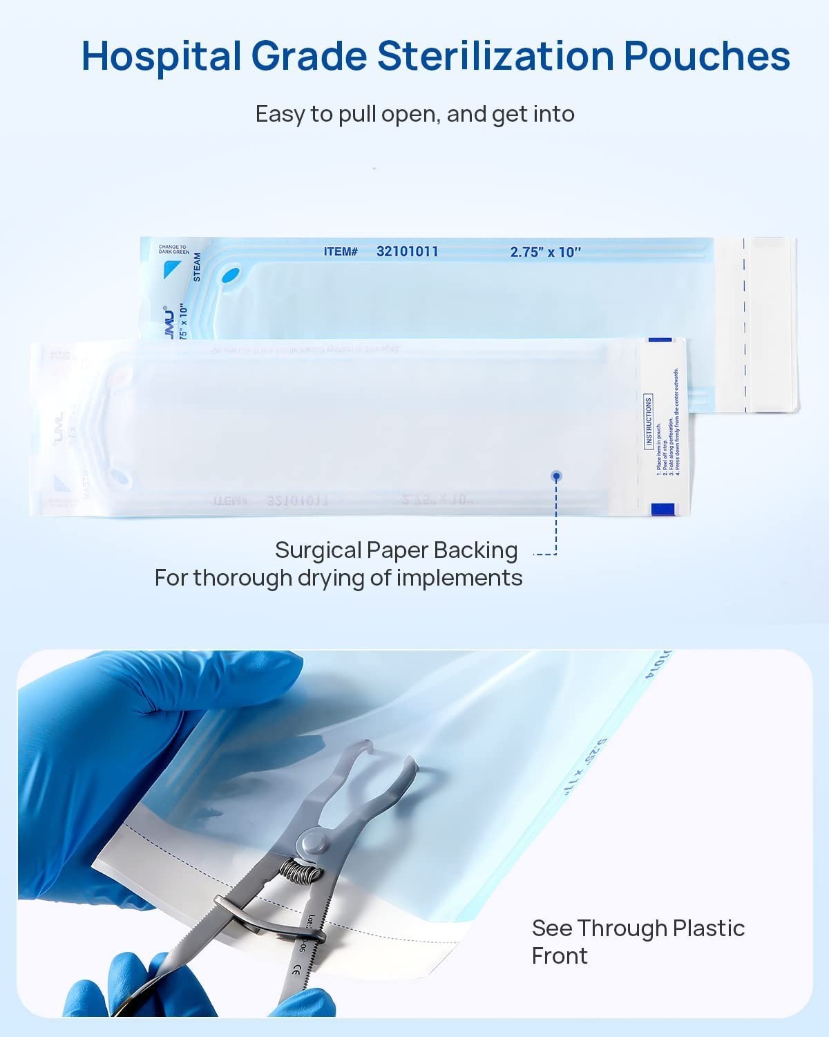 JMU Self Sealing Sterilization Pouches 3.5 x 6.5 Autoclave 2000 Case