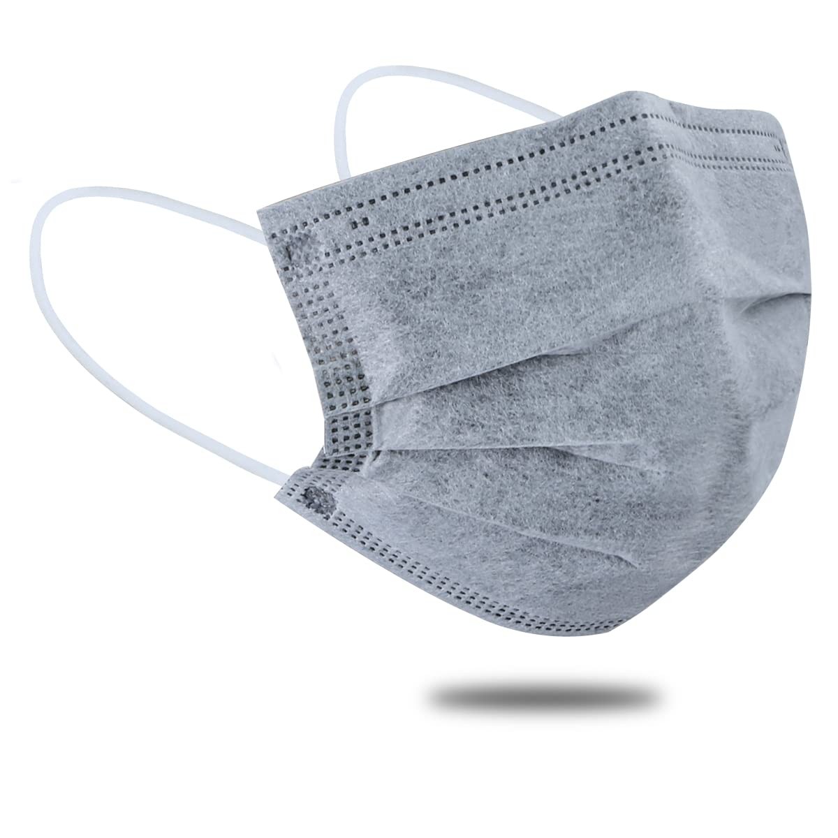 50 Pcs Disposable Face Mask 4-Layer Breathable Masks Dark Gray with White Ear…
