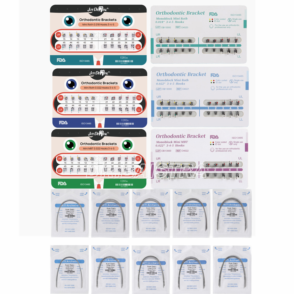 AZDENT Dental Orthodontic Brackets Braces/Super Elastic Niti Ovoid Arch Wires
