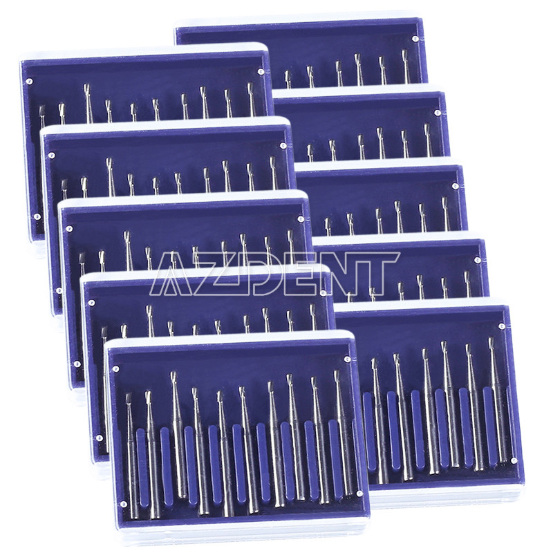 10x Dental Clinic High Speed FG Burs Tungsten Carbide Cutting Steel Drill 100Pcs