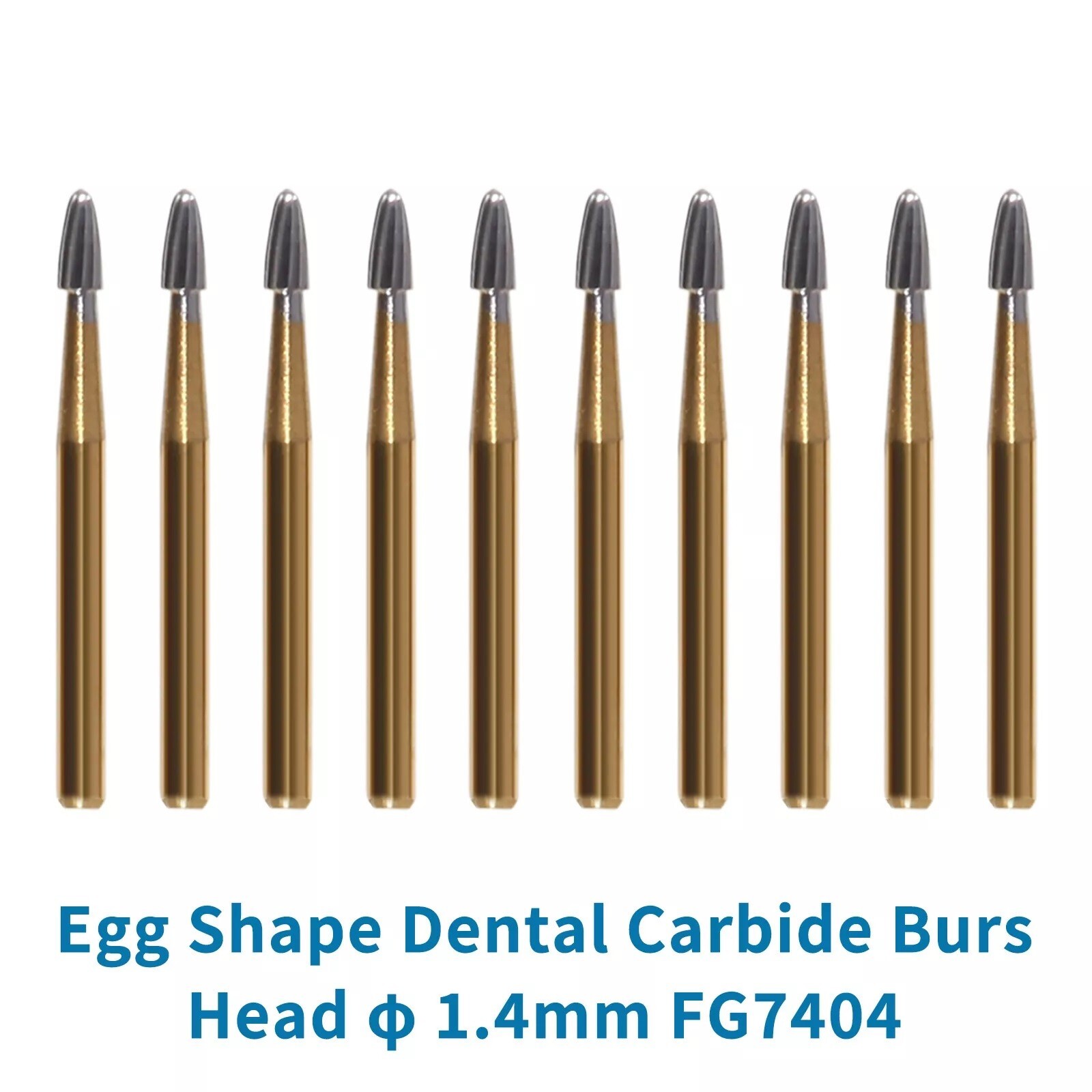 10 pcs Dental Tungsten Carbide Burs Trimming & Finishing Egg Football FG-7404