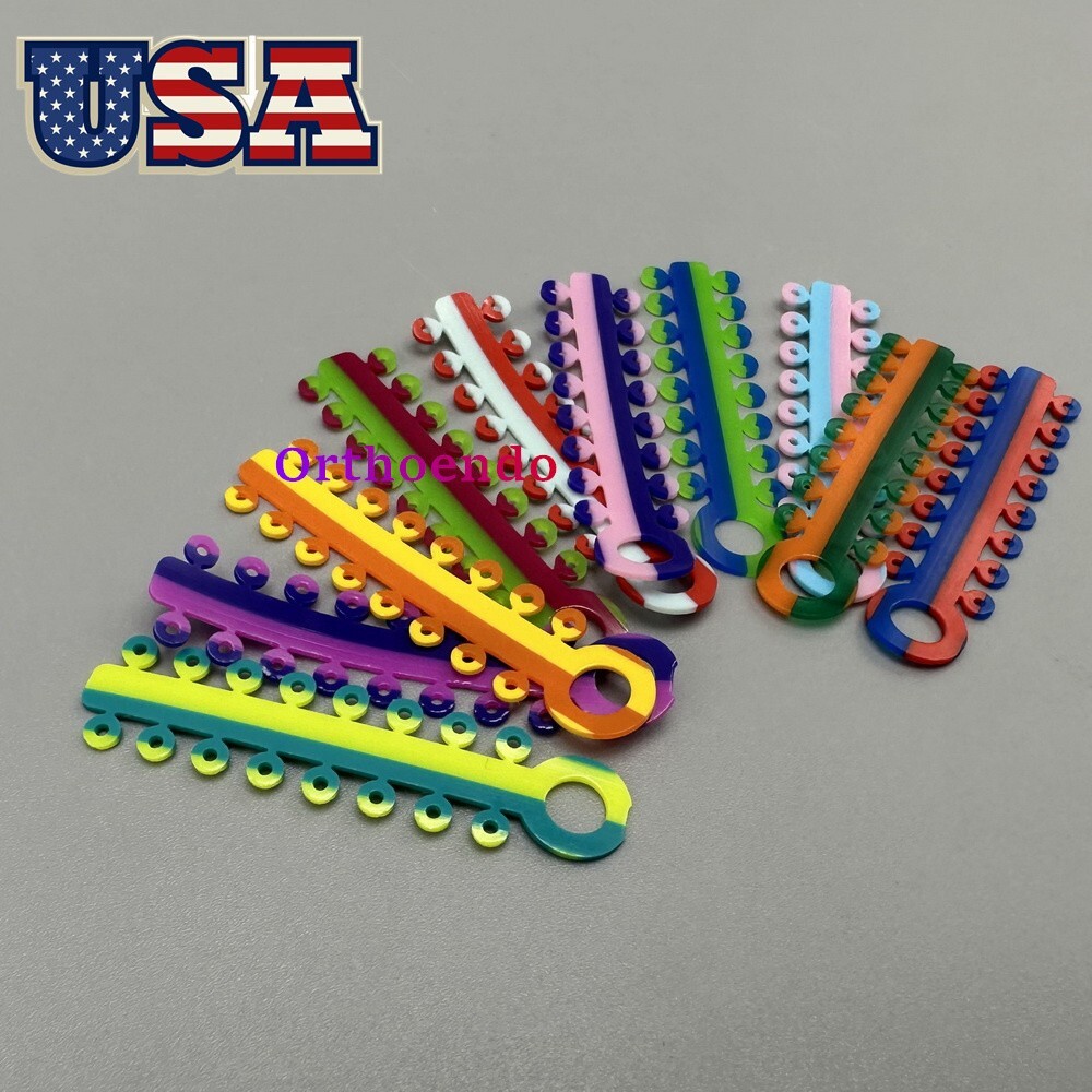 1 Bag Dental Orthodontic Elastic Ligature Ties Rubber Bands Single/Double Colors