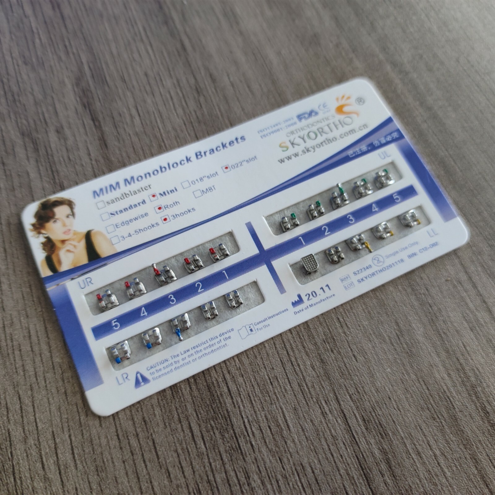 10 Packs Dental Orthodontics Brackets Braces Mini Roth 022 3 Hook MIM Monoblock