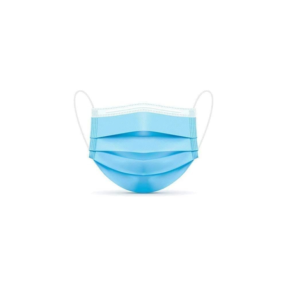 Blue Disposable Face Masks Adult 50pcs 3Layers Indoor Outdoor Home Office School