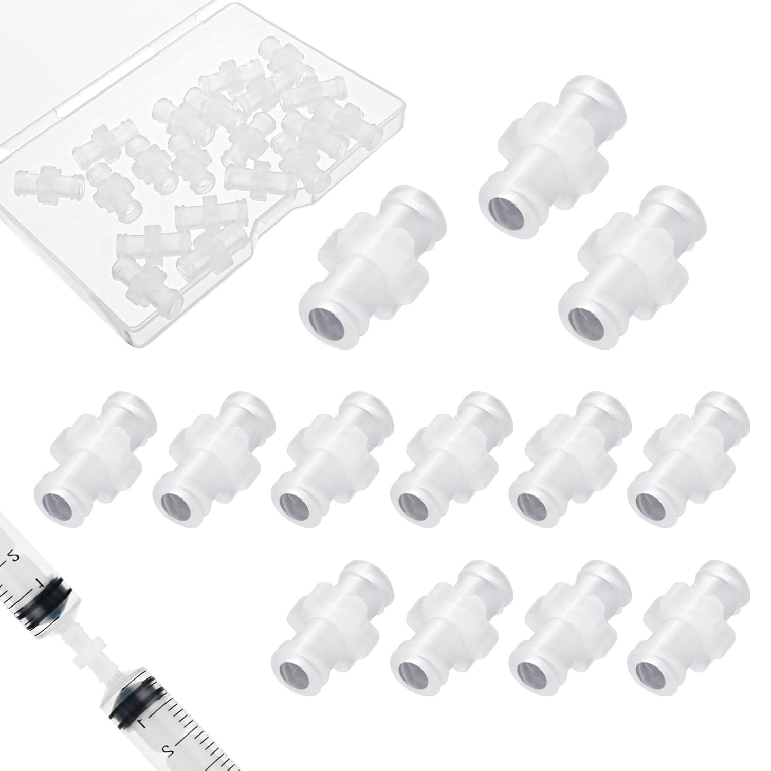 20 Pcs Syringe Adaptor, Luer Lock Female Luer Syringe to Syringes Transfer Joint