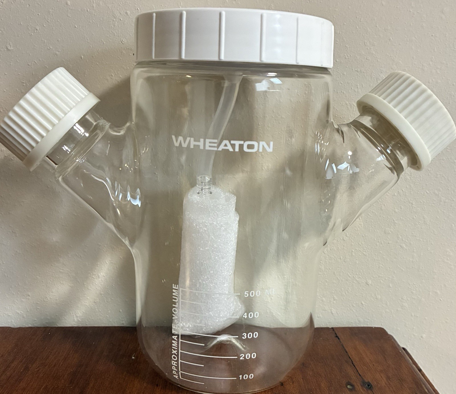 🚨2x Wheaton 1000mL + 500mL Mixing Glass Lab Spinner Flasks Double Sidearm
