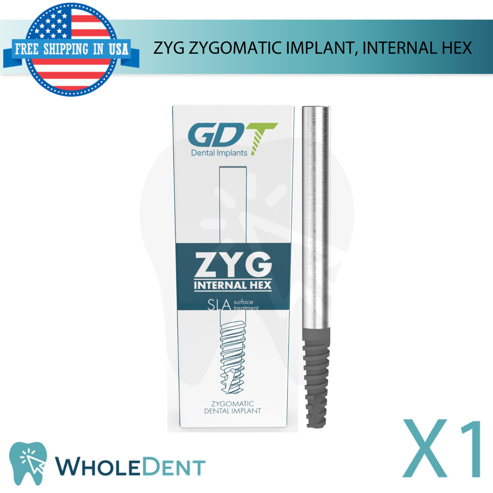 Dental ZYG Zygomatic Fixture Ø4.2mm Int Hex 2.42mm System RBM Titanium