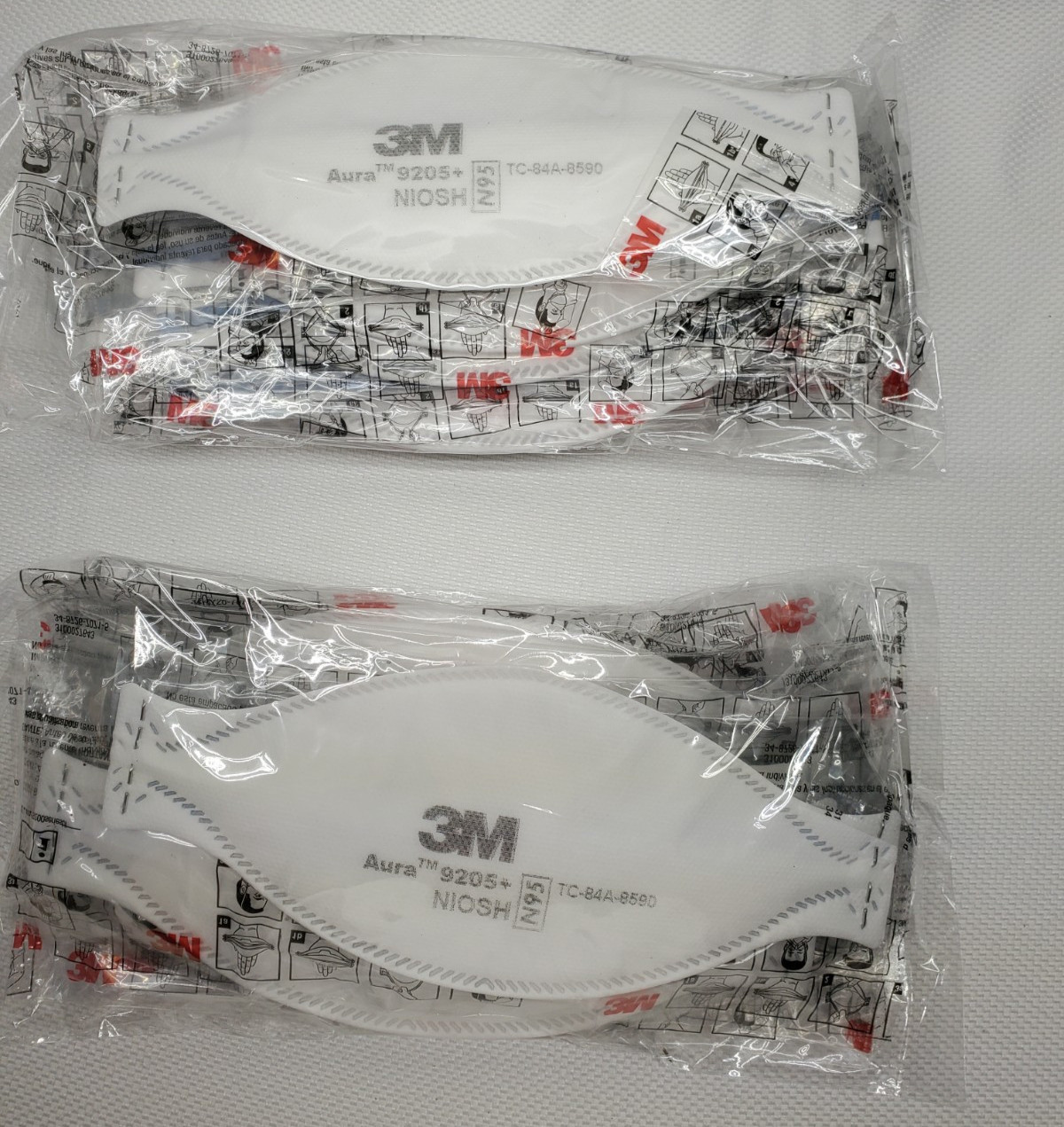 (10 Pack) 3M Aura 9205+ N95 NIOSH Particulate Respirator & Surgical Face Masks