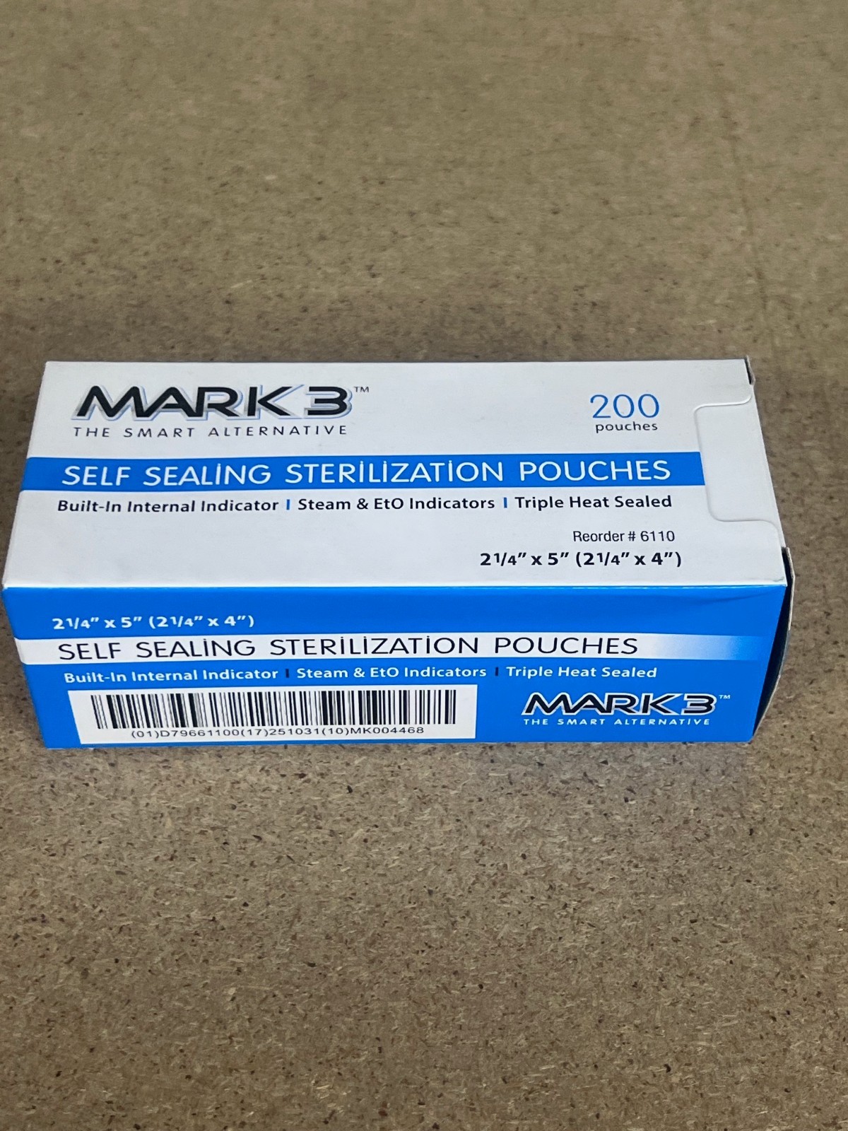 Mark3 Self-Sealing Sterilization Pouches 2.25″ x 5″ 200 Ct