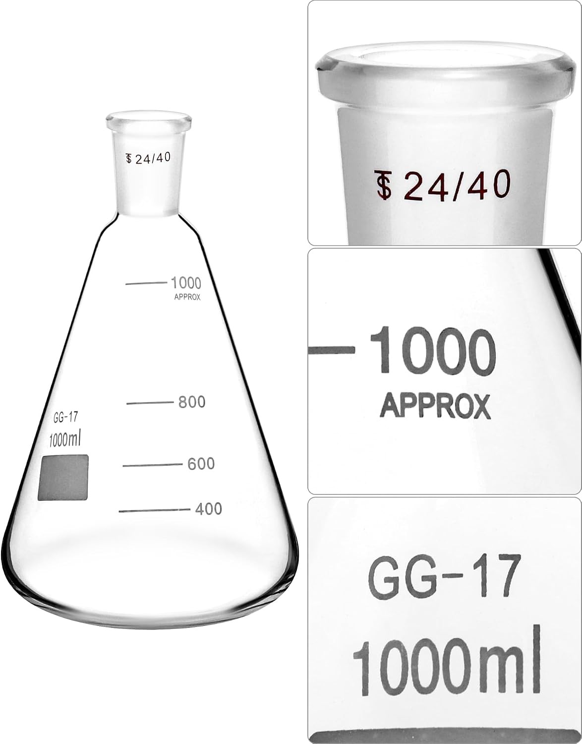 Borosilicate Glass 500ml Buchner Filtering Funnel and 1000 mL Erlenmeyer Flask,