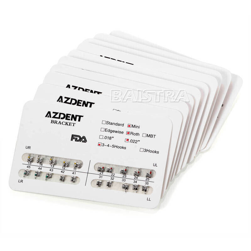 AZDENT Dental Orthodontic Bracket Braces Mini Roth .022 Hooks 3-4-5