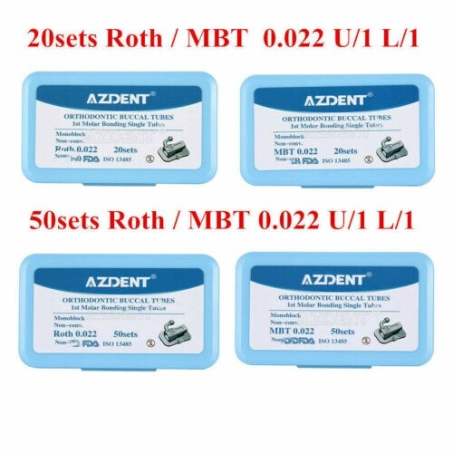 Dental Monoblock Ortho Buccal Tube 1st Molar Bondable Non-Conv Roth / MBT 0.022