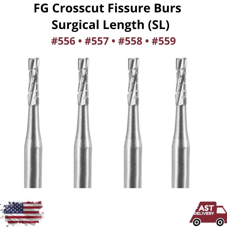 FG SL Straight Fissure Crosscut Burs Size 556-559 Surgical High Speed Dental