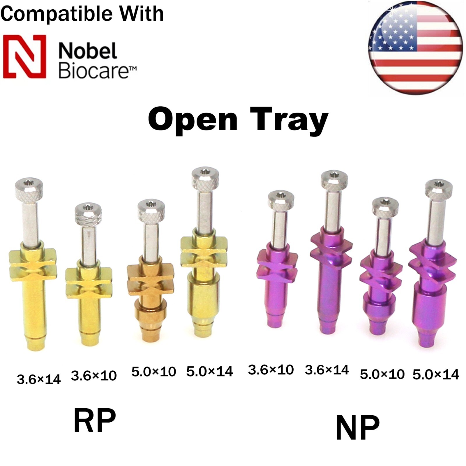 US Dental Nobel Active Open Close Tray NP/RP Impression Transfer Coping Analog