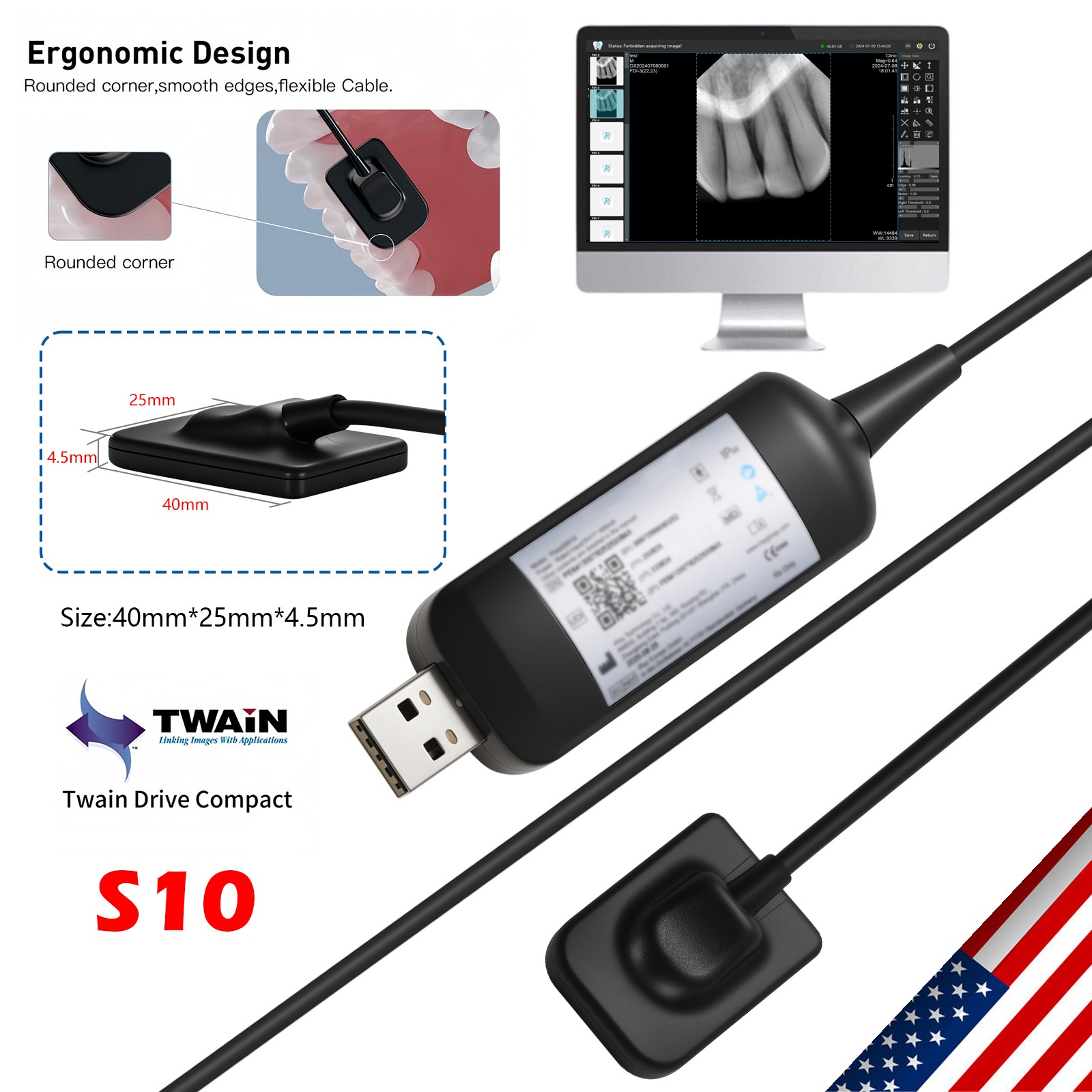 Dental X Sensor ray Digital Sensor Rayos Digital Imaging System Size 1 + Holder