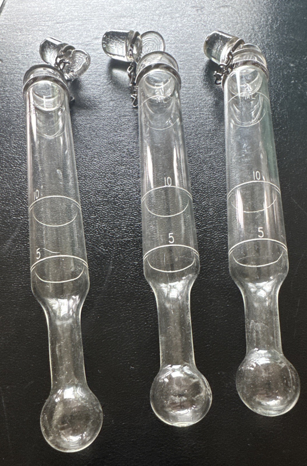 3 Vintage Glass Test Tubes 20 Ml Scientific Glass With Stoppers