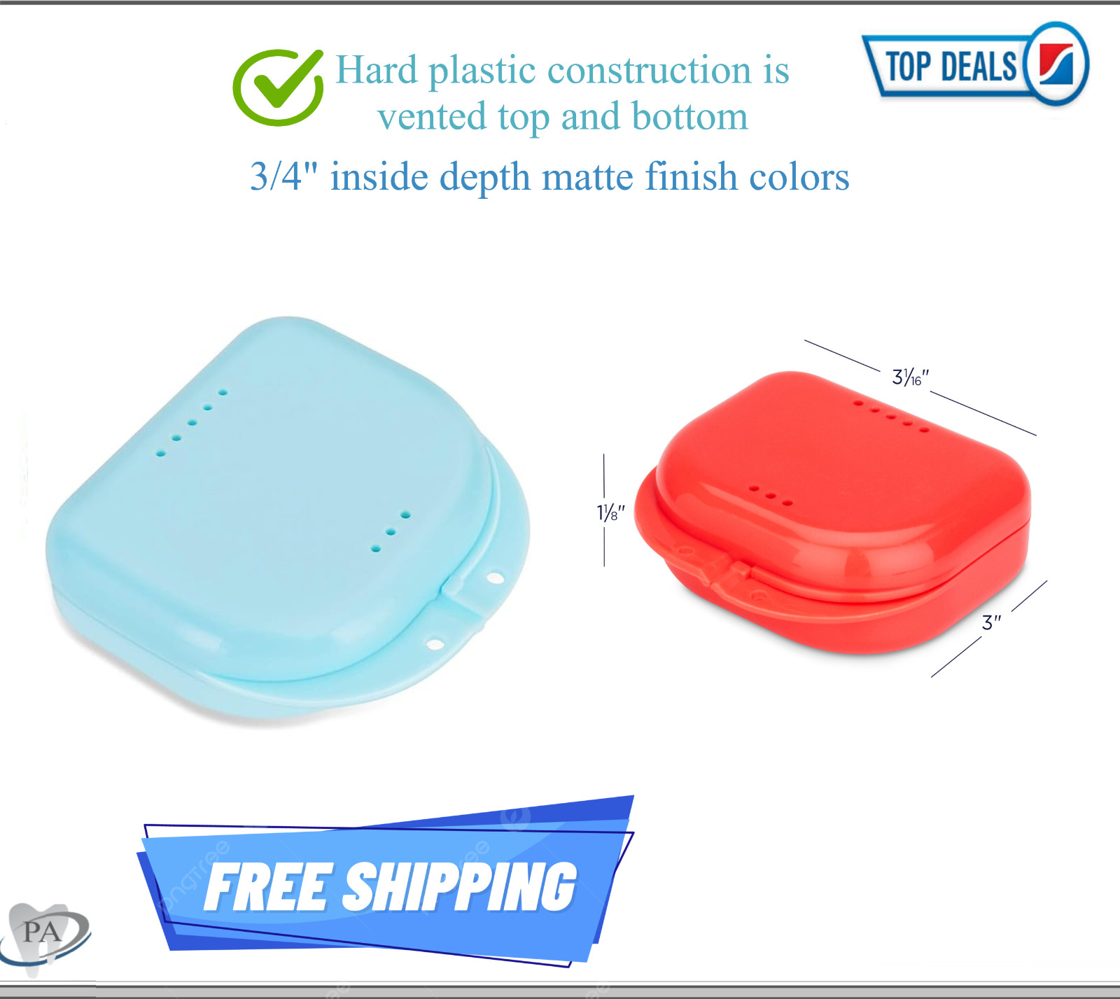 Dental Denture Box Retainer Box Carrier 4W x 2in x 2in Upto 200 Retainers/Case