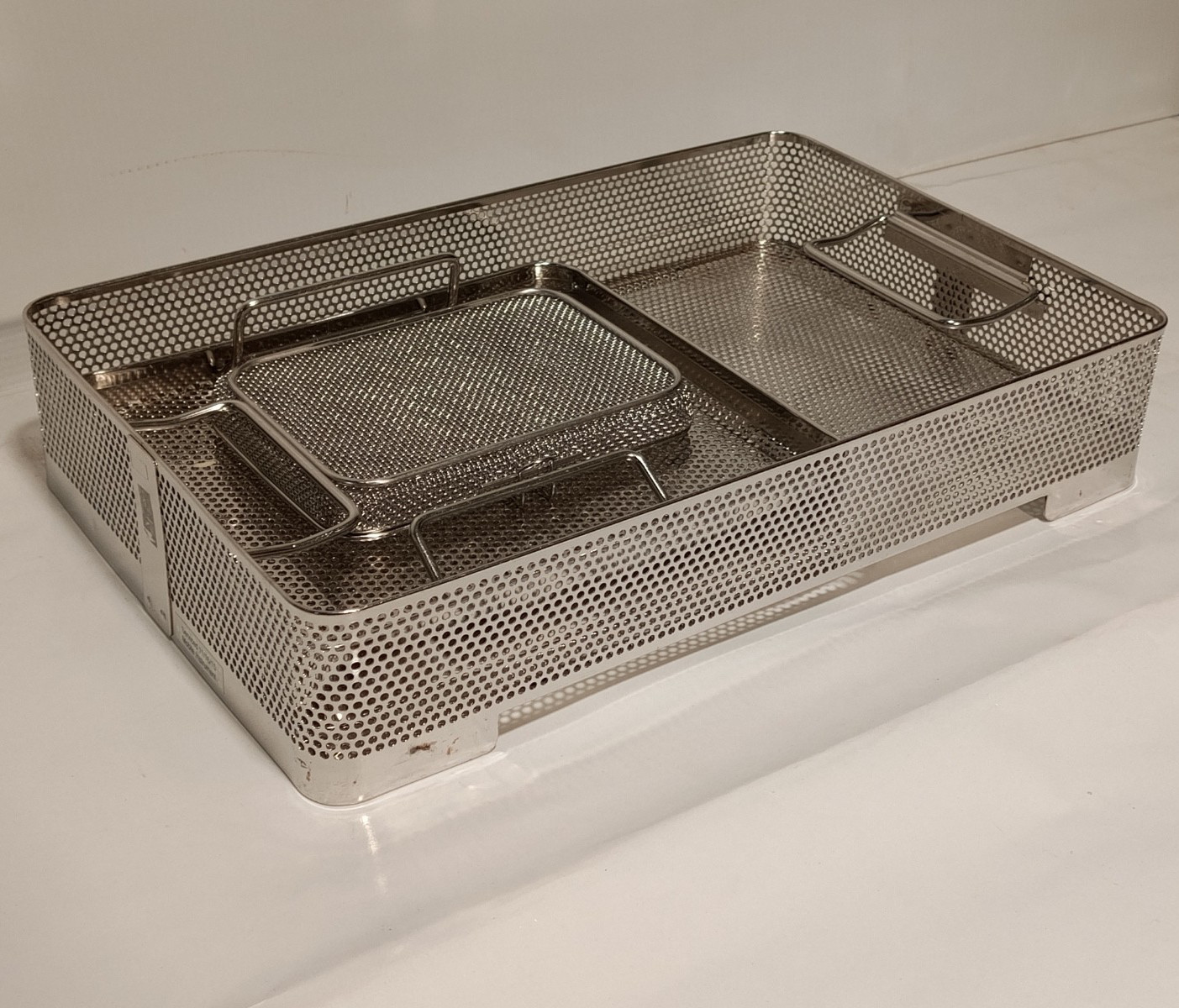 Unbranded Stainless Sterilization Tray Basket Set With Insert And Lid As Shown