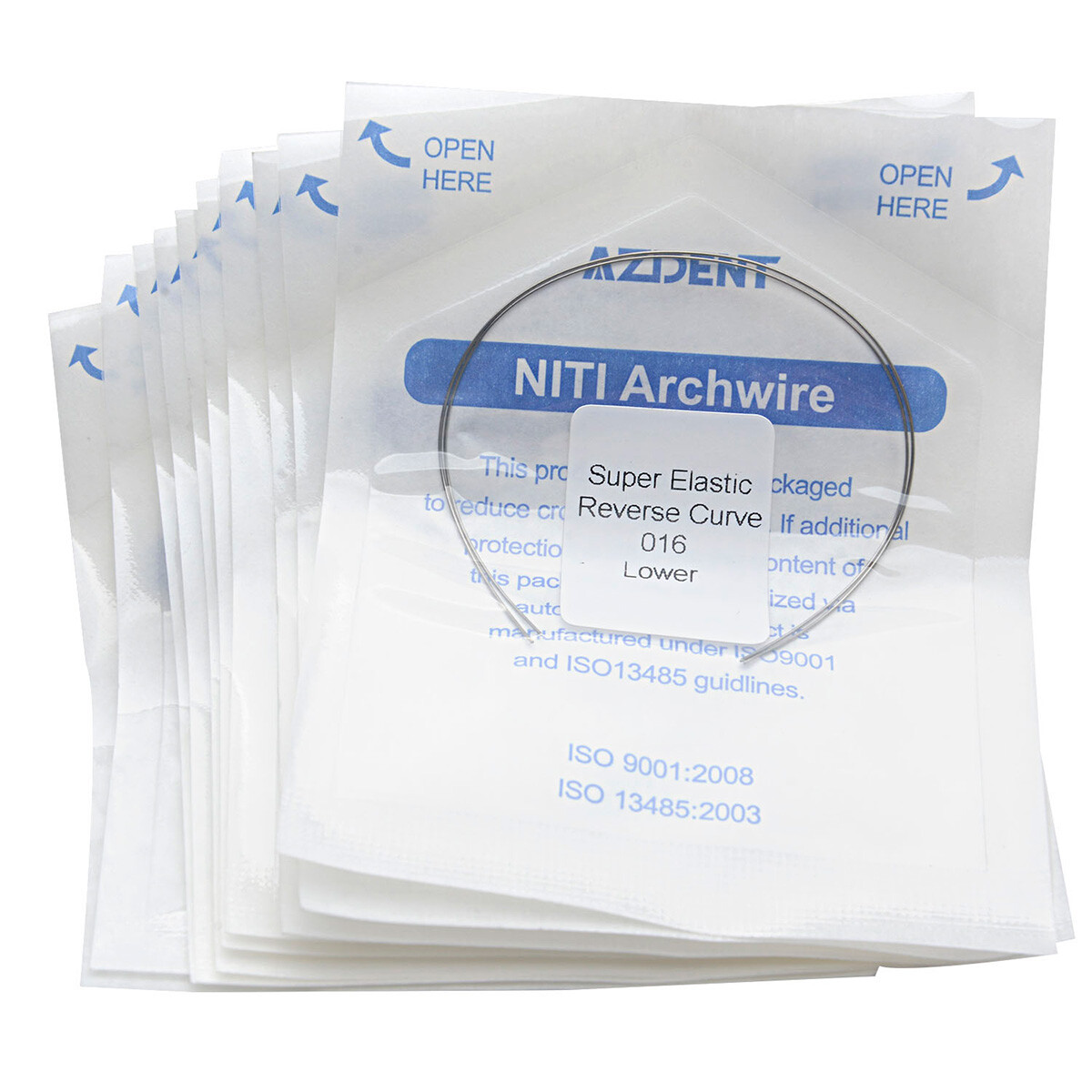 2pcs AZDENT Dental Orthodontic Super Elastic Niti Reverse Curve Round Arch Wire