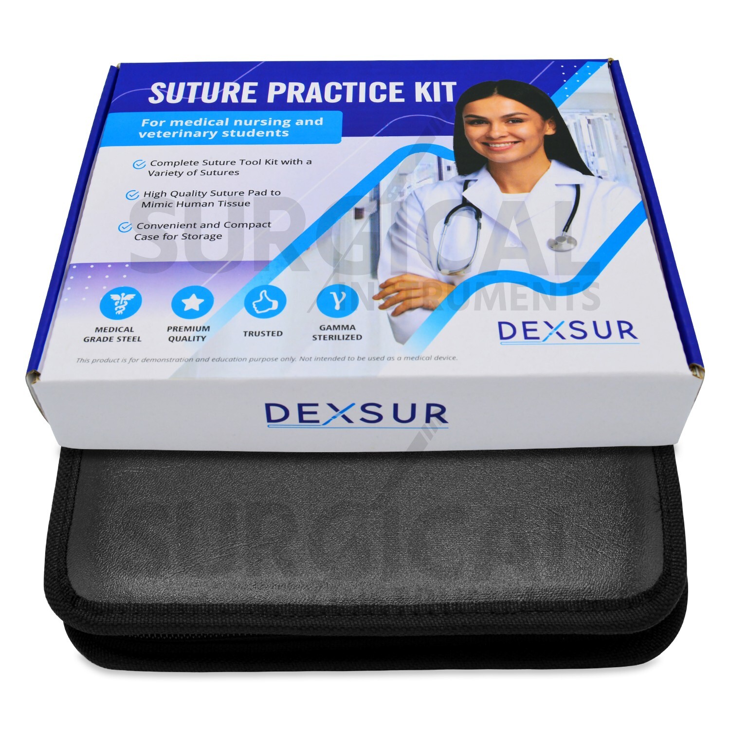 15 Pcs Practice Suture Set with Case for Medical and Veterinary Student Training