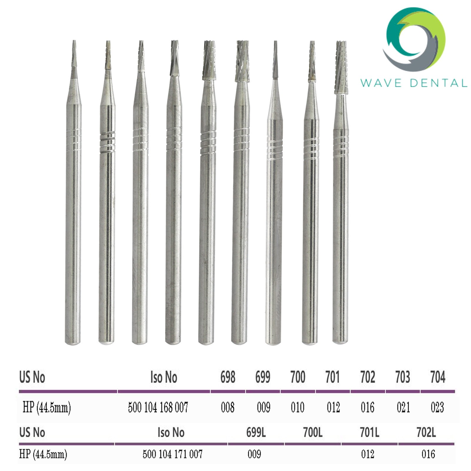 Wave Dental Burs Carbide HP 699 698 702L 703 44.5mm Long Straight Handpiece Bur