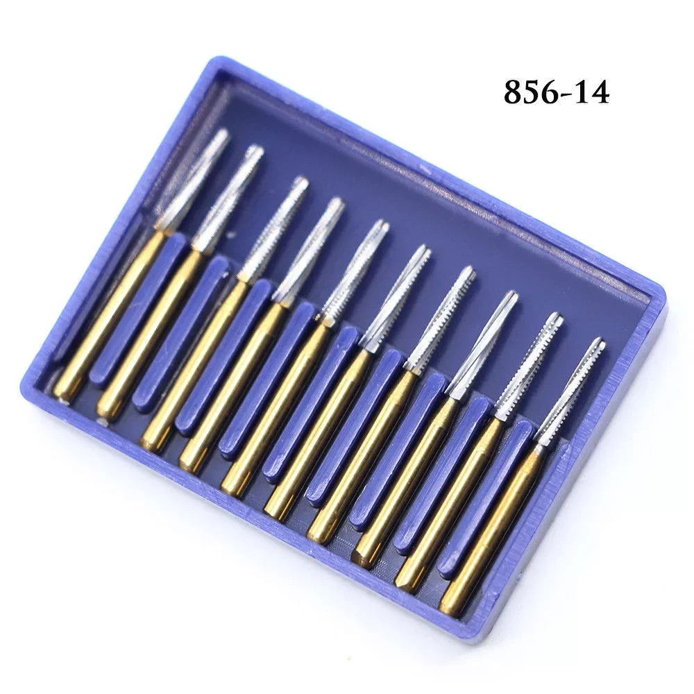 28 Type Dental Gold Tungsten Carbide Burs Trimming Finishing Friction Grip 1.6mm
