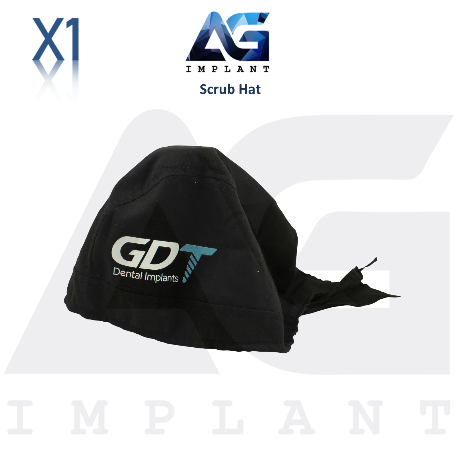 Adjustable Scrub Cap 59cm Breathable Washable Unisex Black Hat Dental Supplies