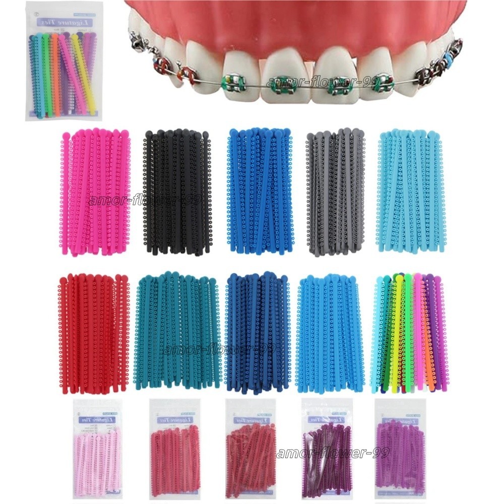 1000 Pcs Dental Ortho Elastic Rubber Bands Ligadura 48 Colors Ligature Ties