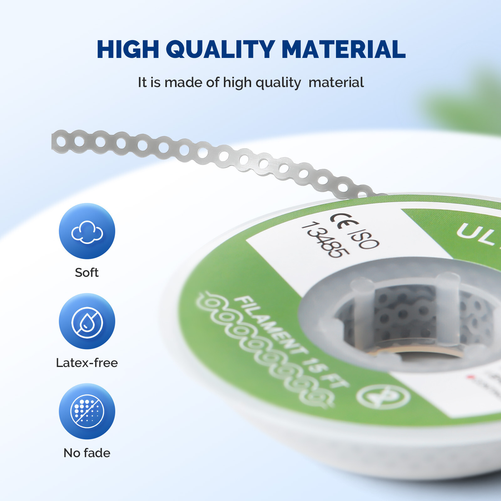 JMU Dental Orthodontic Elastic Power Chain for Brace, Long/Short/Continuous 15ft
