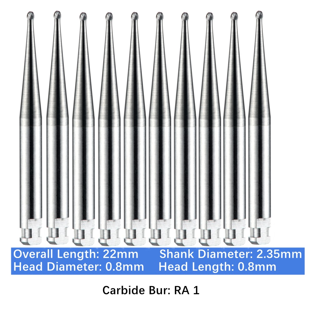 10-100pcs Dental Pointed Football RA Carbide Burs for Slow Speed Latch Type RA 1