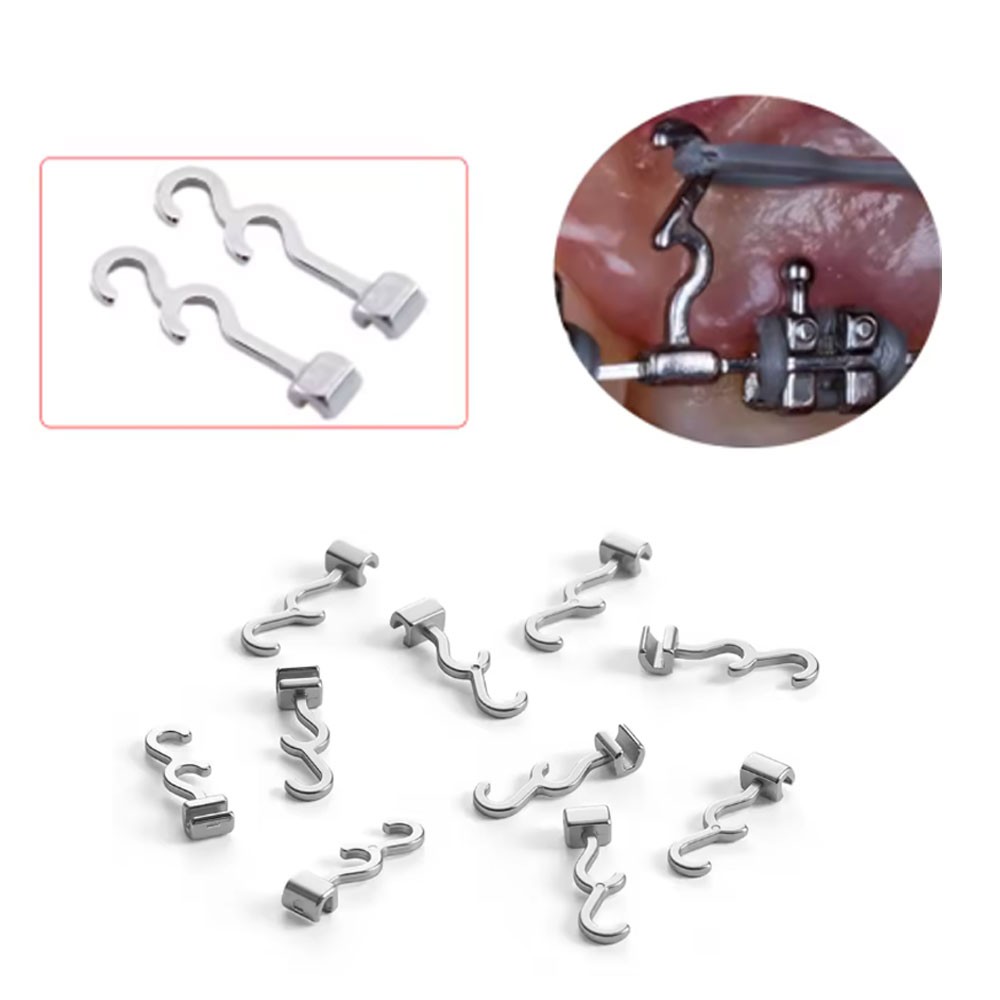 Dental Crimpable Hook 2 Hooks Spiral Multi Function Curved Left Right