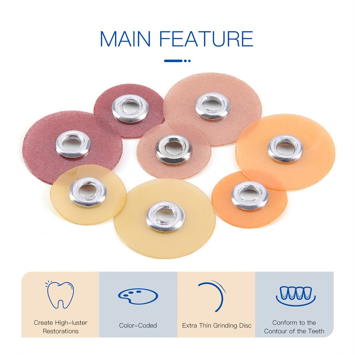 40 discs Dental Composite Finishing Polishing+RA2.35mm Mandrel 135℃ Autoclavable