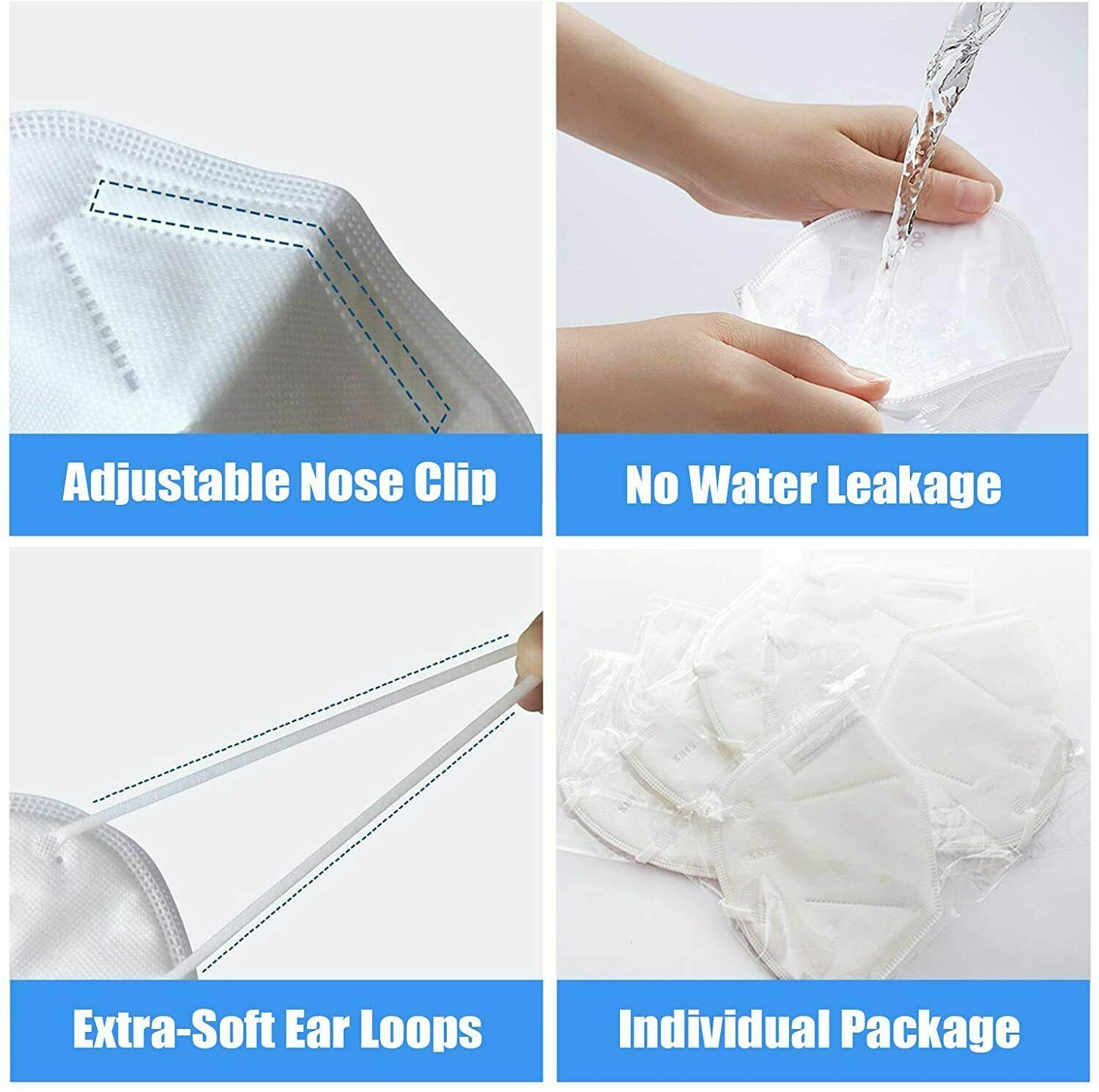 White KN95 Protective 5 Layer Face Mask BFE 95% Disposable KN95 Mask