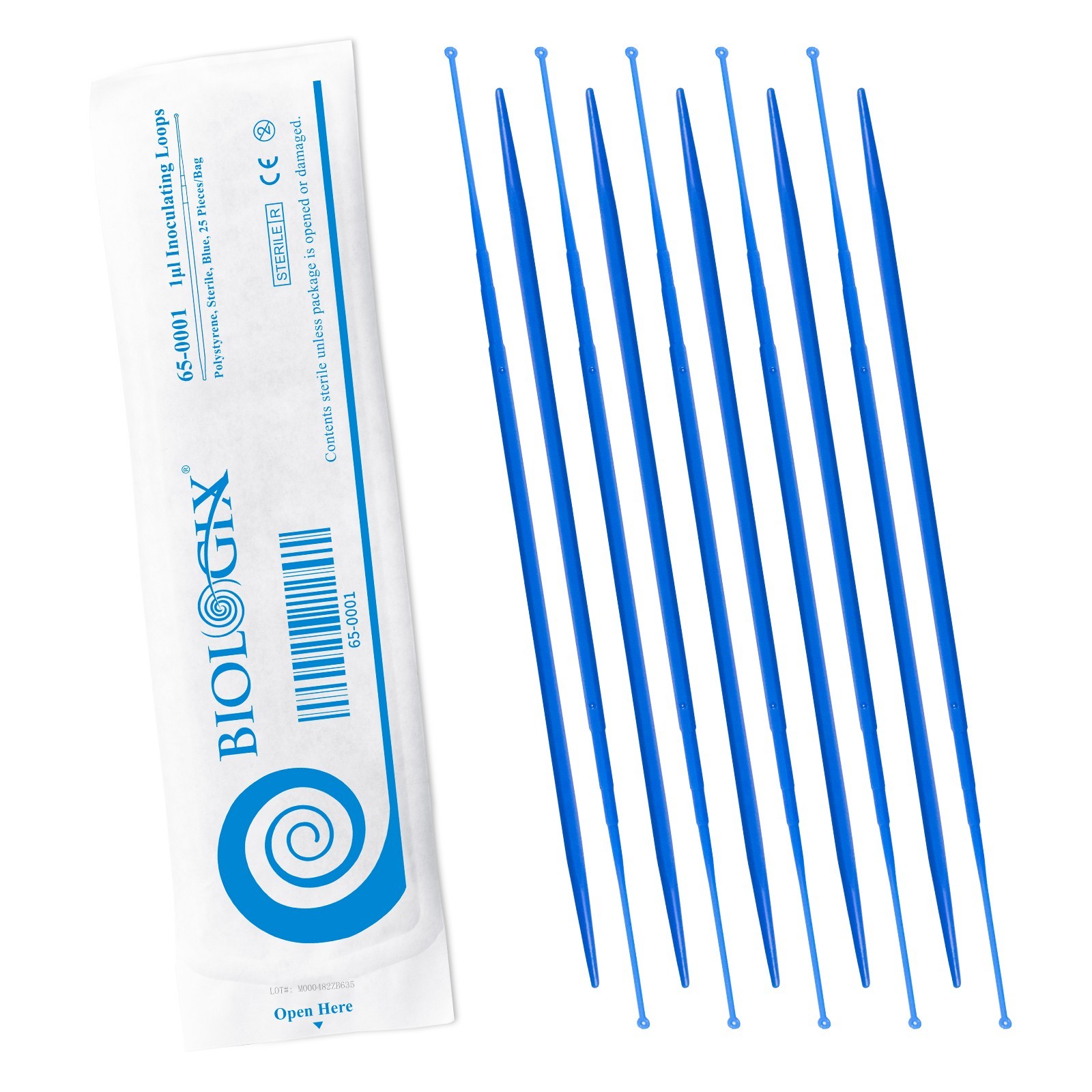 Biologix 1ul/10ul Inoculating Loop, Sterile, Polystyrene, 25/Bag