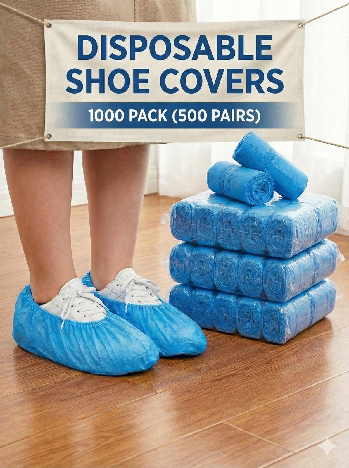 1000 pcs – Disposable Shoe Covers Large – Heavy Duty Non-Woven | Fits Men 11.5